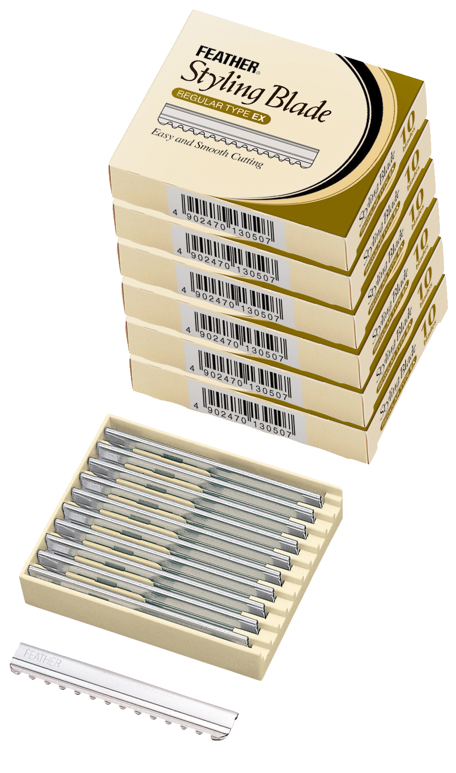 Feather - Lot de 5 boites de 10 lames Styling Blade + 1 collecteur