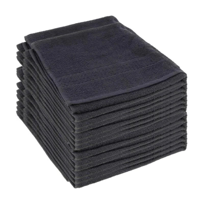 Sibel - Lot de 12 serviettes Bob Tuo noires grand teint